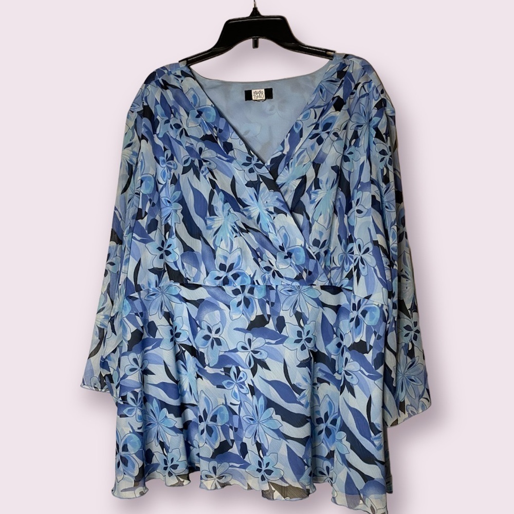Studio 1940 Cross Over A-line Plus Size Blouse